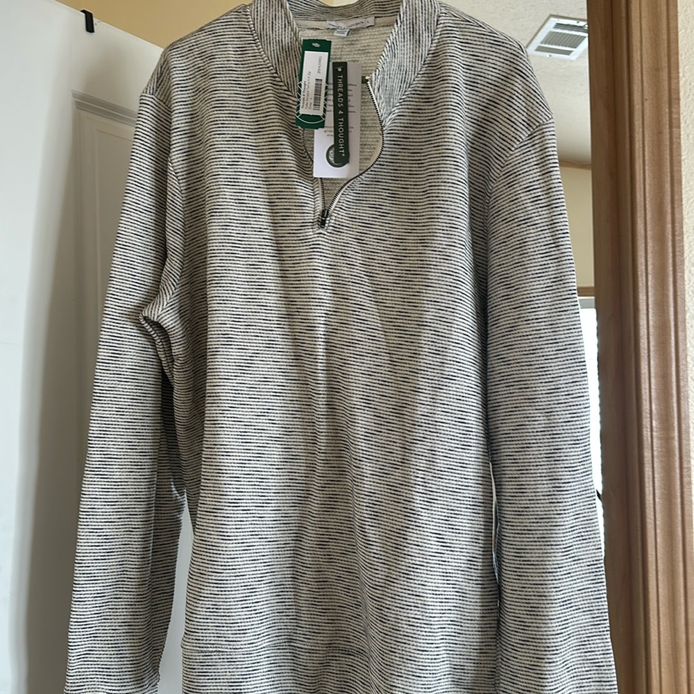 NWT mens Threads 4 Thought terry 1/4zip pullover large